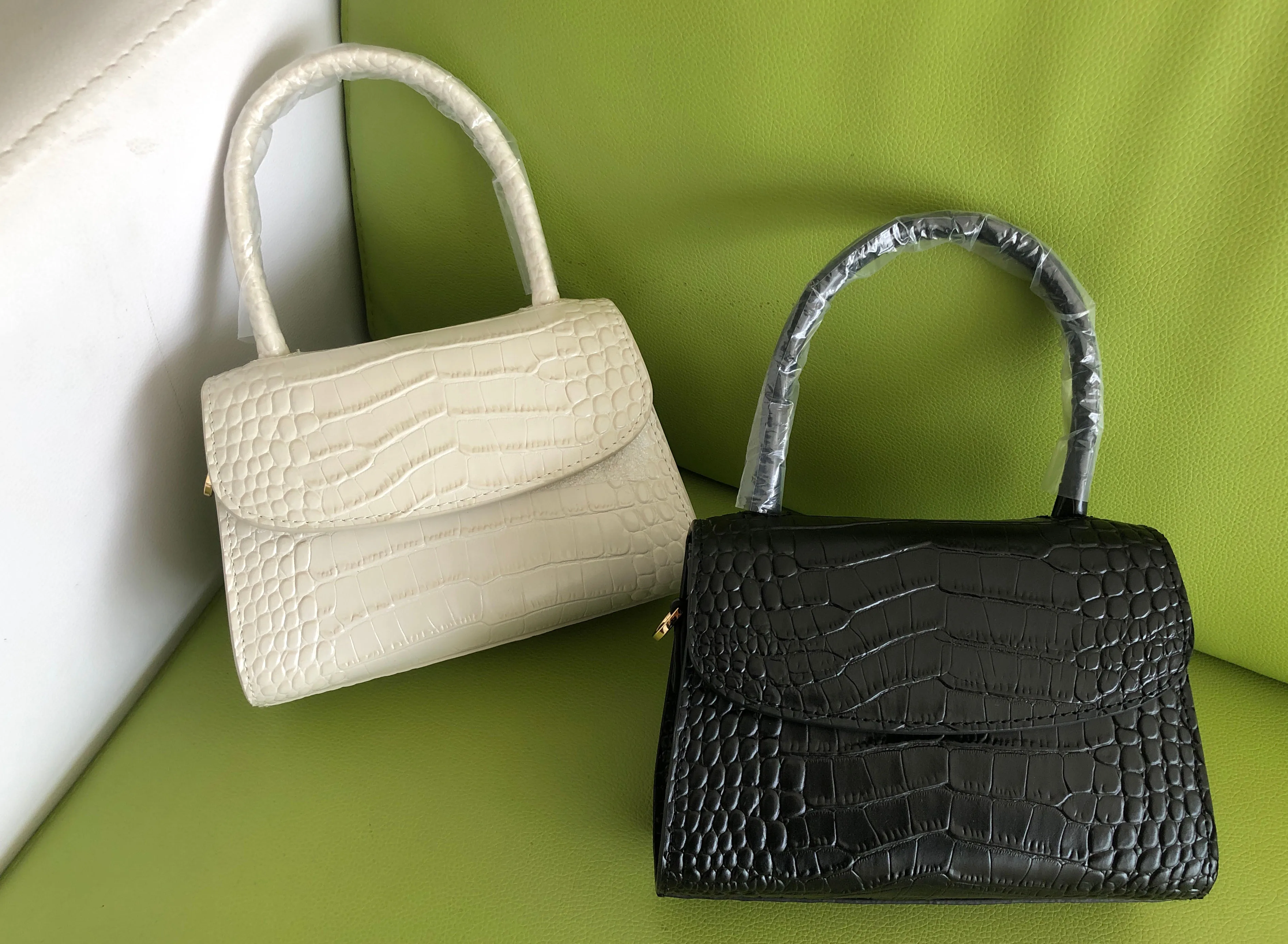 croc leather shoulder bag