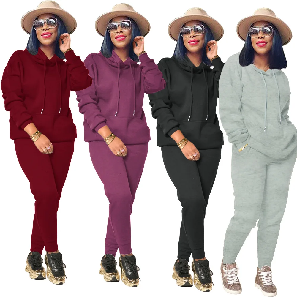 

2021 Winter Women Sweater Suit Two Piece Pants Set Casual Two Piece Sets For Woman Jogging Sweatsuit two piece fall sets