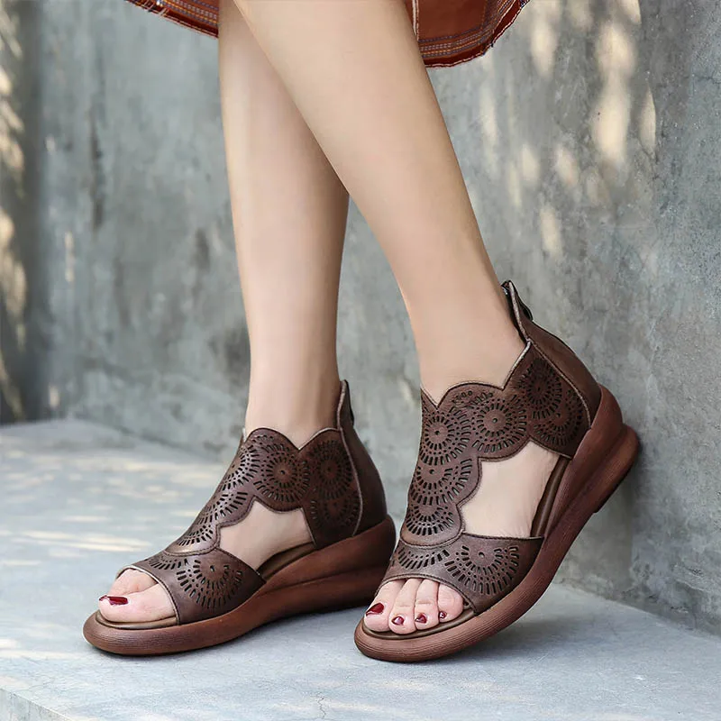 

Retro Studded Round Toe Shoes High Womens Platform Sandals, As pictures shown