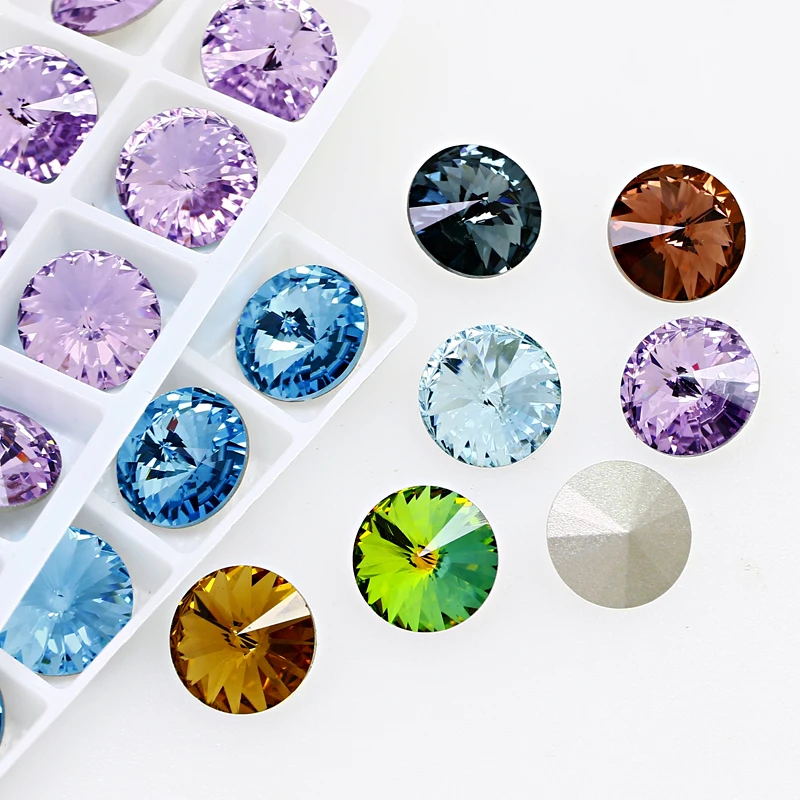 

Dongzhou hotsale rivoli glass stone for nail art DIY point back fancy stone for jewelry loose beads for garments