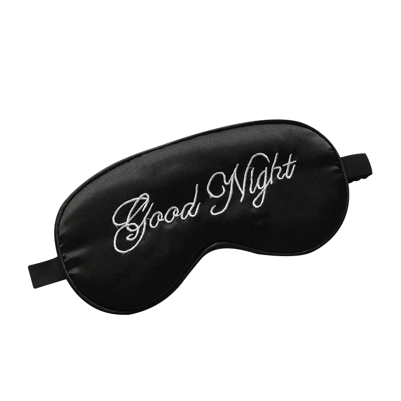 

New Embroidered Double-Side Silk Eye Mask With Adjustable Elastic Headband Shade Travel Breathable Sleep Mask, Customized color