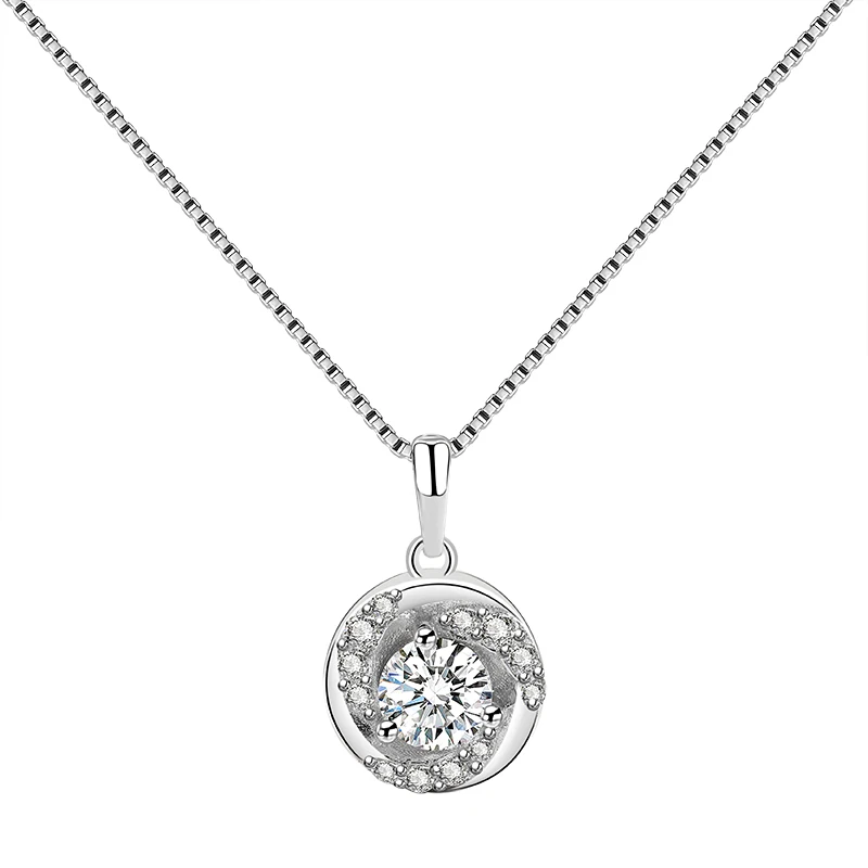 

Wholesale High Quality Women Necklace Sterling Silver 925 Cubic Zircon Circle Pendant