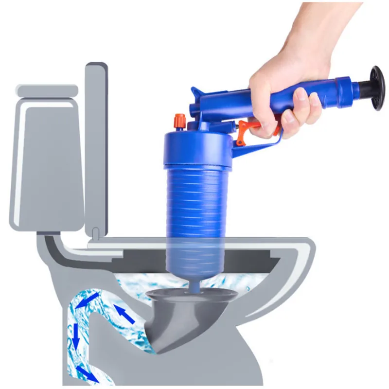 

Manual High Pressure Impact Plastic Pneumatic Drainage Pump Household Dredge Tool Toilet Plunger, Blue