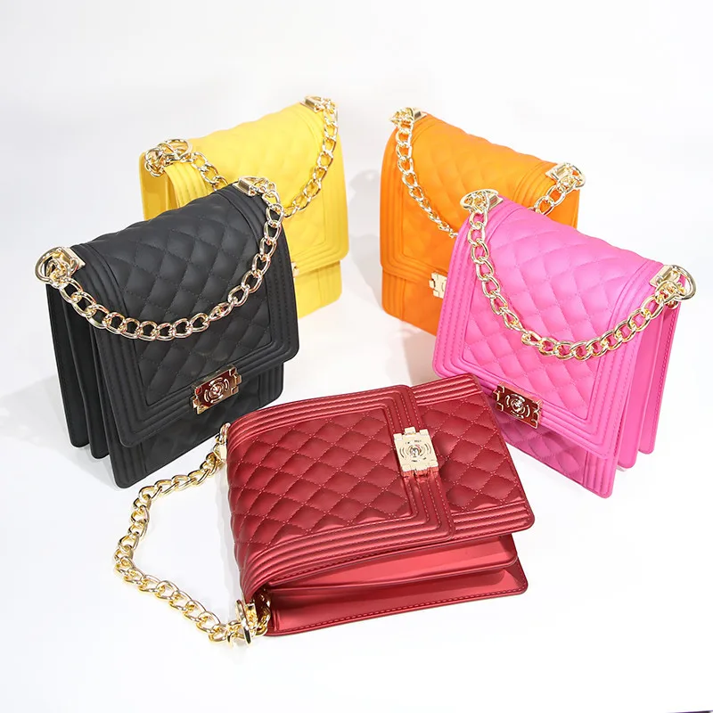 

2020 New Women's Hot selling jelly shoulder colorful PVC purse tote jelly handbags