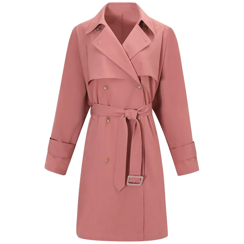 

Autumn/winter new women ladies wide lapel solid color double-breasted long trench coats