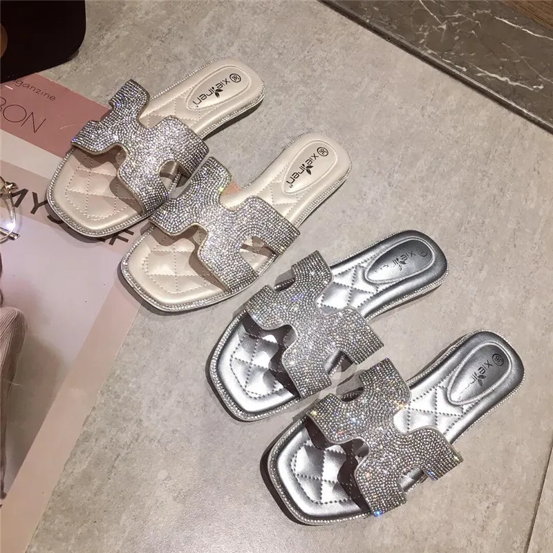 

Custom logo H shape Soft Leopard flat women slippers beach sandals