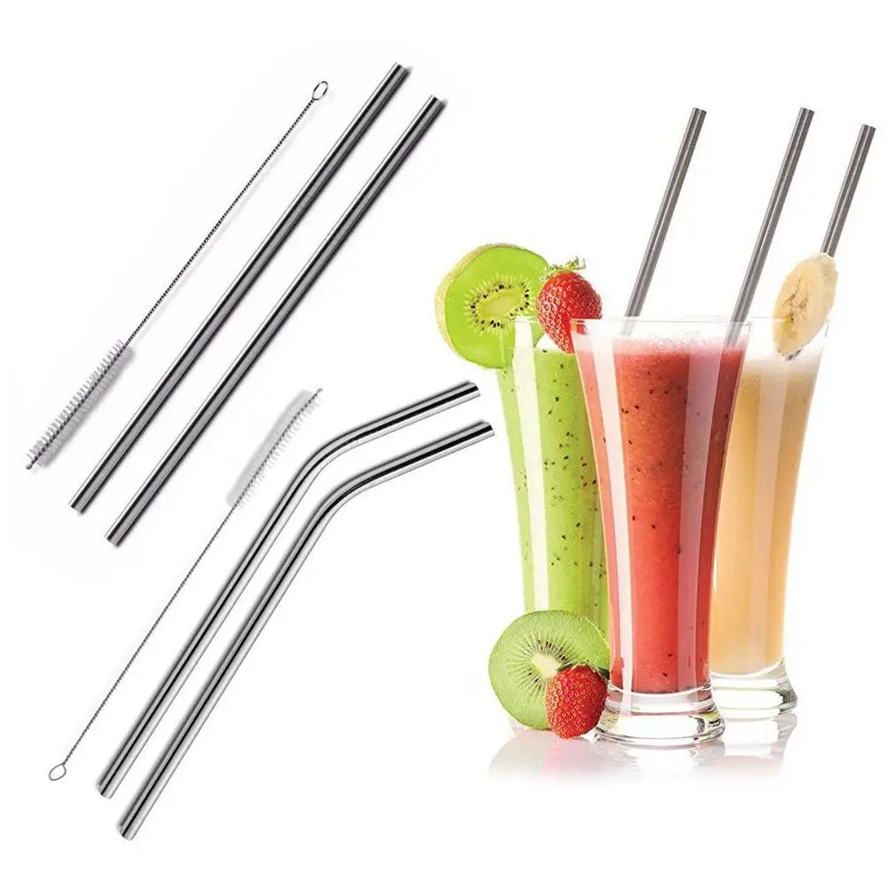 

6mm Copper Long Straws Blue Brush And Pouch Purple Steel Set Case Red Metal Straw, Customized