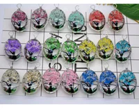 

New 2020 18*25mm tree of life dry flower glass resin pendant