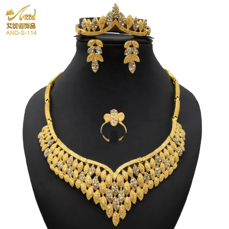 

2021 Best price bracelet necklace set gold plated metal gold plate jewelry sets