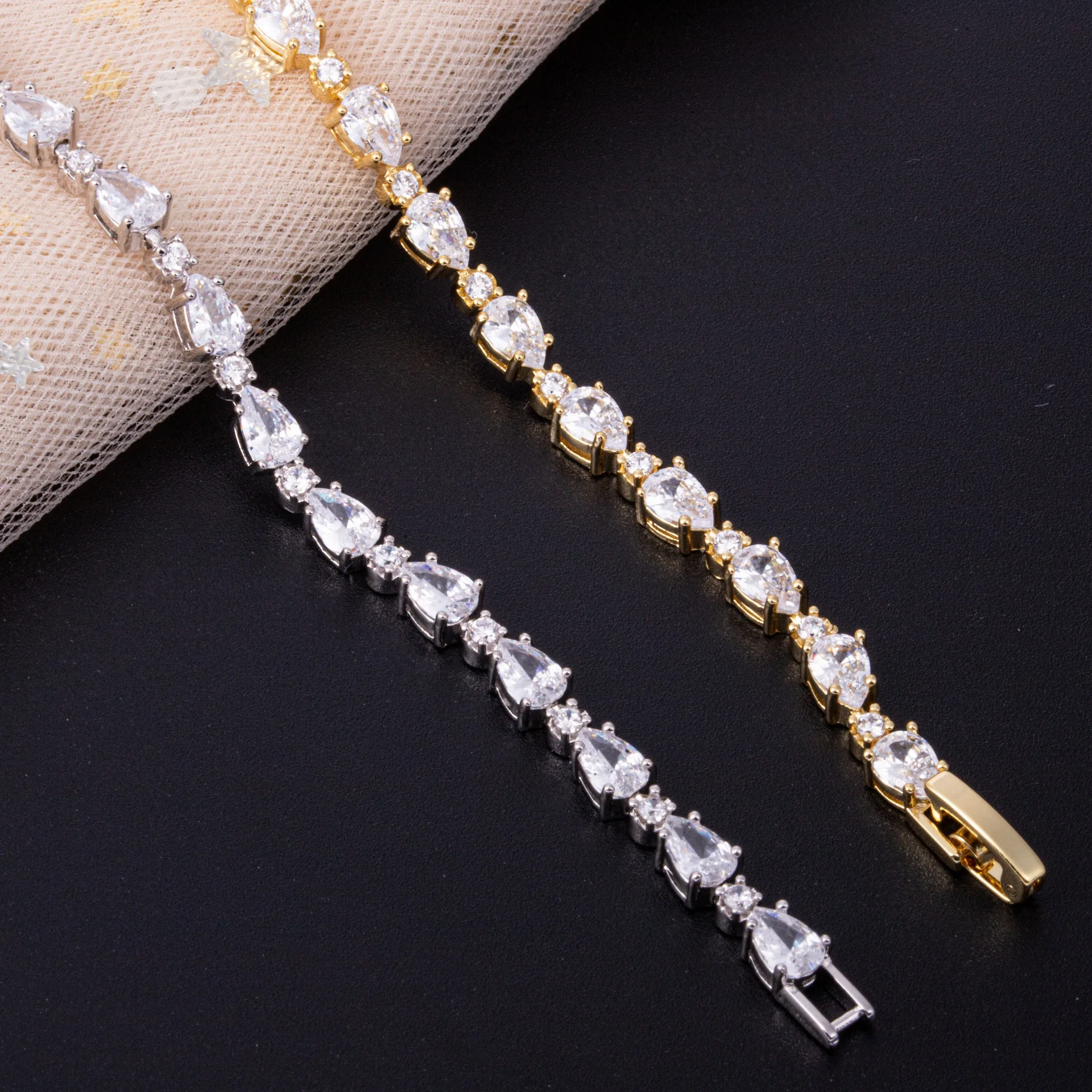 

2020 New Arrival Jewelry Pear Cubic zirconia Charm Tennis women bracelet