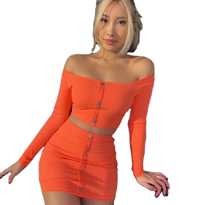 

Sexy off shoulder solid long sleeve crop top women causal bodycon tank top dress, Shown