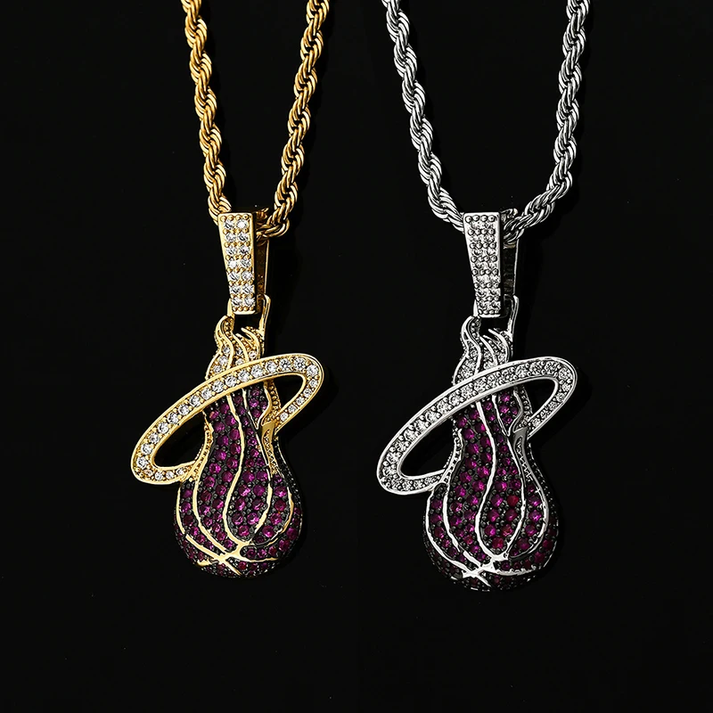 

Blues RTS Brass CZ Gold silver plated Sports Basketball Miami Heat Pendant