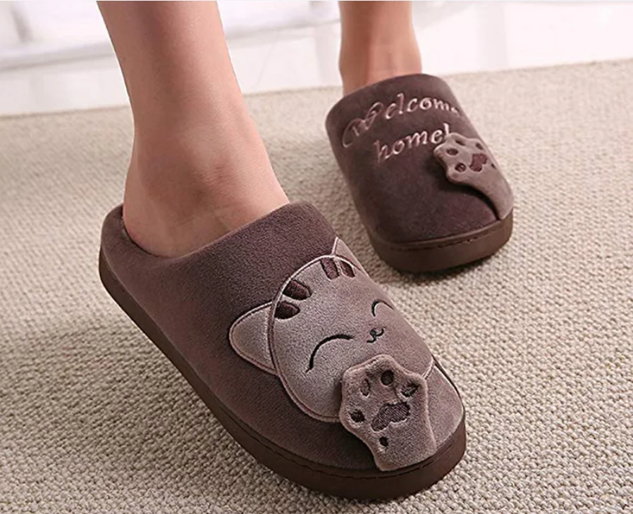 

Winter female home cartoon shoes non-slip soft winter warm home interior room lovers couples floor slippers, Colorful