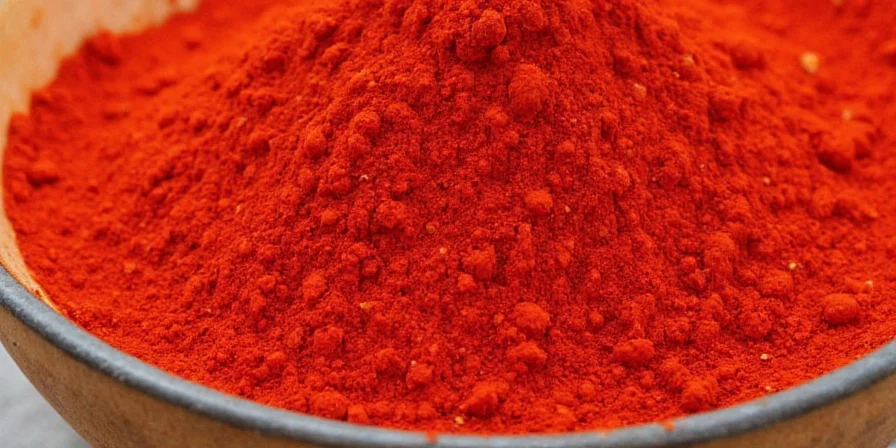 Red chili powder in a glass jar