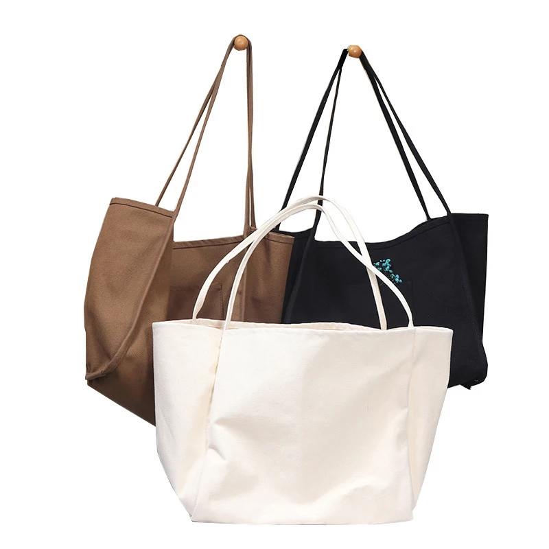 

Fashion blank canvas tote bag long handle canvas shopping plain cotton linen fabric bag