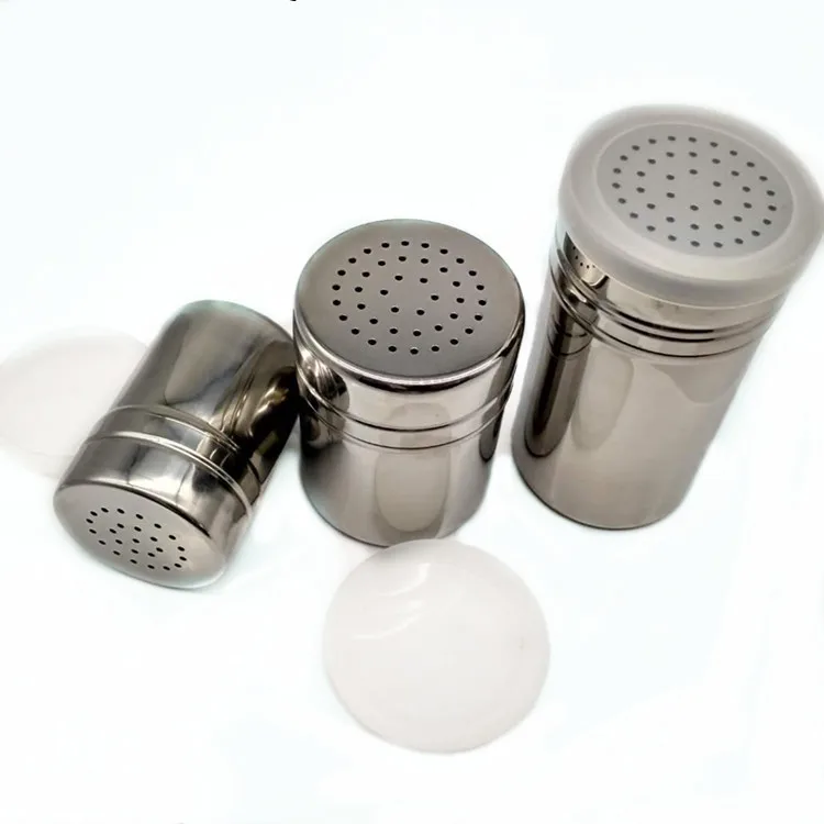 

Stainless Steel Flour Salt Sifter Icing Sugar Dredger Chocolate Powder Shaker Spice Pepper Shakers Kitchen Cooking Tools