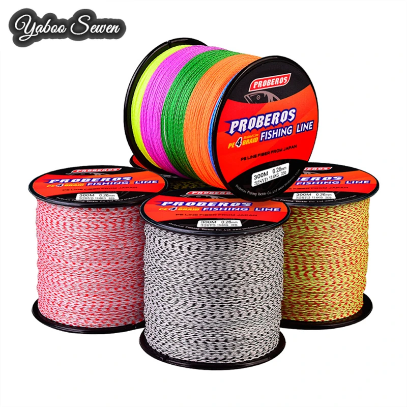 

300m 500m 1000m 4 Strands  High Strength PE Fishing Line Mixed Colors, Mixed/red white/red yellow/black yellow/black white