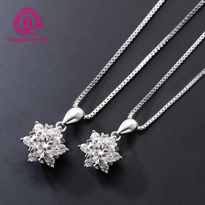 

Snow Moissanite necklaces 0.5ct/1 carat 2ct D color 925 sterling moissanite silver necklace