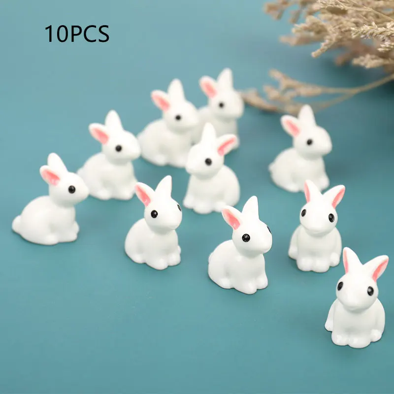

12pcs/Set Mini Rabbit Easter Decoration Miniature Hare Animal Figurine Resin Craft Bunny Garden Ornament DIY Accessories