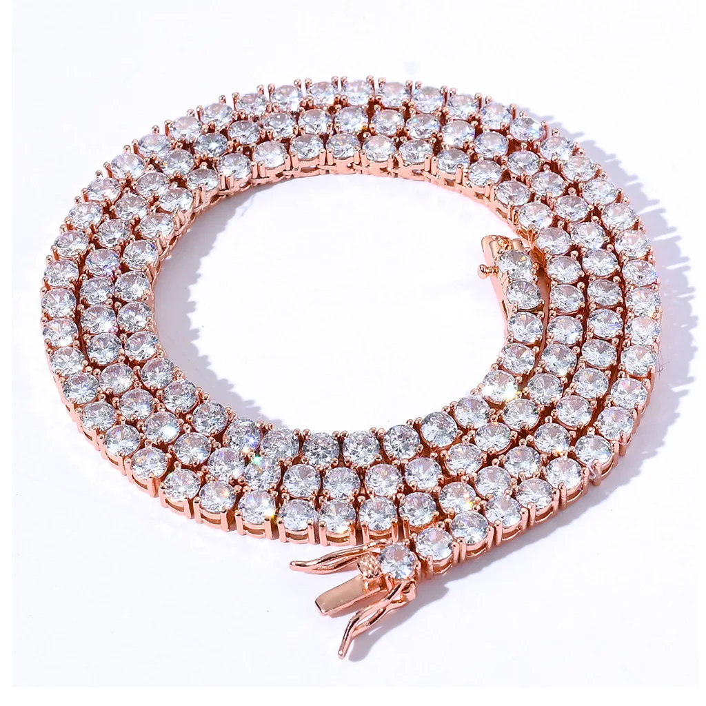 

Rose Gold Plated Diamond Choker Necklace Drop Shipping 1PC Iced Out CZ Diamond Tennis Necklace 3MM 4MM 5MM Tennis Chain Necklace