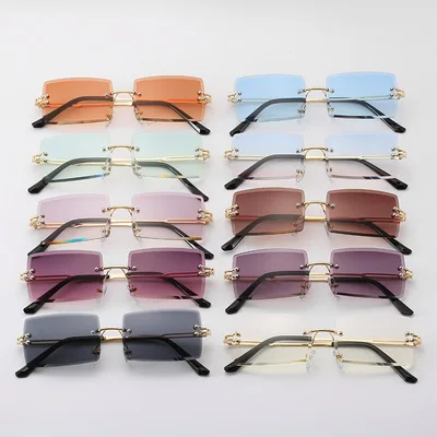

Custom 2022 Hot Sale Street Beat Sunglasses 2022 Women Fashion Rimless Square Sun Glasses