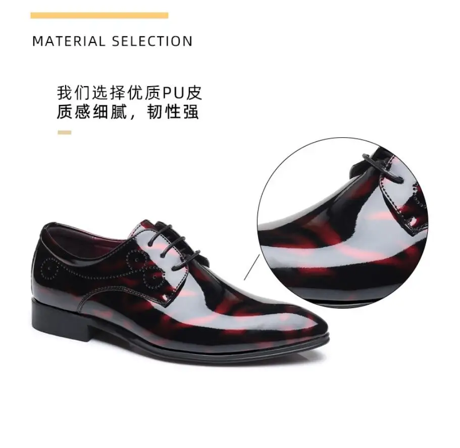 

New italian design patent leather pointed toe dress shoes plus size 46 47 48 italian men shoes, Black,blue,wine red