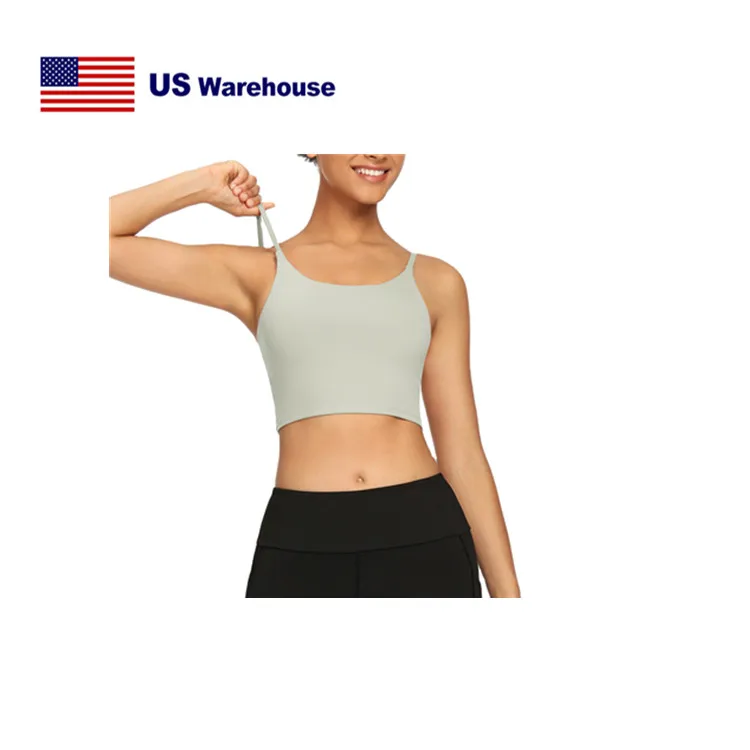 

Nylon Spandex USA STOCK Fast Dispatch Women Yoga Tank Tops Padded Sports Bra Workout Fitness Running Crop Top