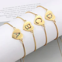 

Cubic Zirconia 26 Alphabet Letter Charm Bracelet Femme Copper A-Z Initial Chain name Bracelets for Women Jewelry Adjustable