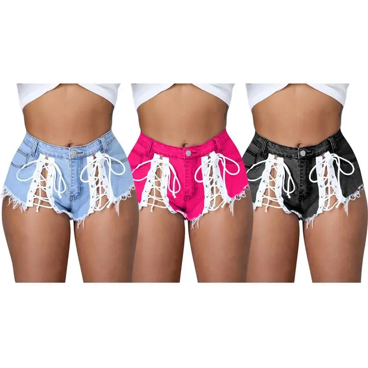 

Ckfashion Best Seller Bandage Sexy Women Hollow Out Denim Jean Shorts Lady Bodycon Shorts Women Bottom Clothing