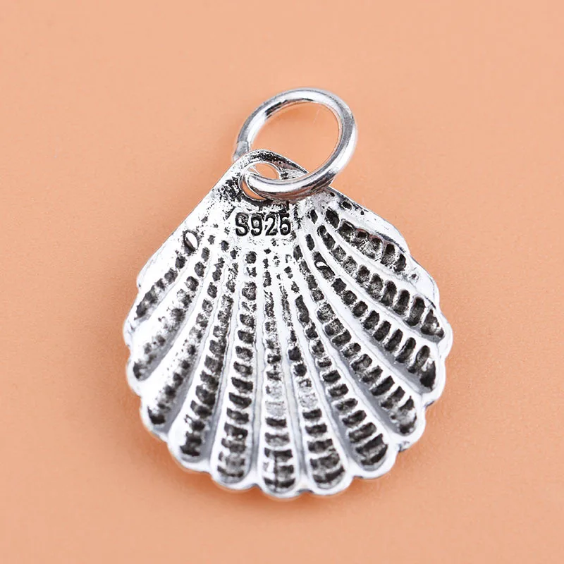 

925 Sterling Silver Seashell Pendant Antique Silver Sea Creature Shell Charm For Diy Bracelet Necklace Pendant Accessories