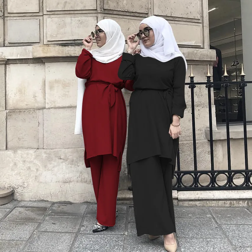 

Wholesale muslim women long dress 2 set suit loose style clothing