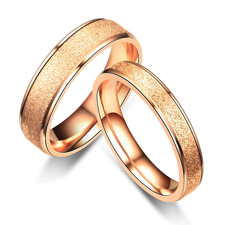 

2022 New Romantic Simple Frosted Couples Gold plated Stainless steel Ring Explosion Manufacturers Sales Source