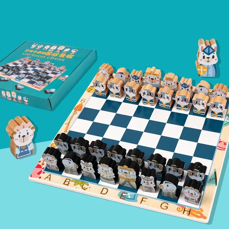 

Children's multi-functional cartoon Chess set baby early education interactive toy fun kids wooden board game chess toys, Customized