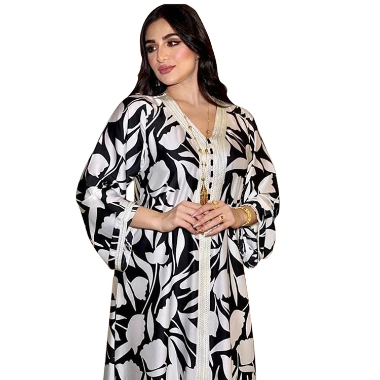 

HJ XMDR00196 Modest Turkish Islamic Clothing Long Maxi Caftan Kaftan Dress Women Dubai Jalabiya