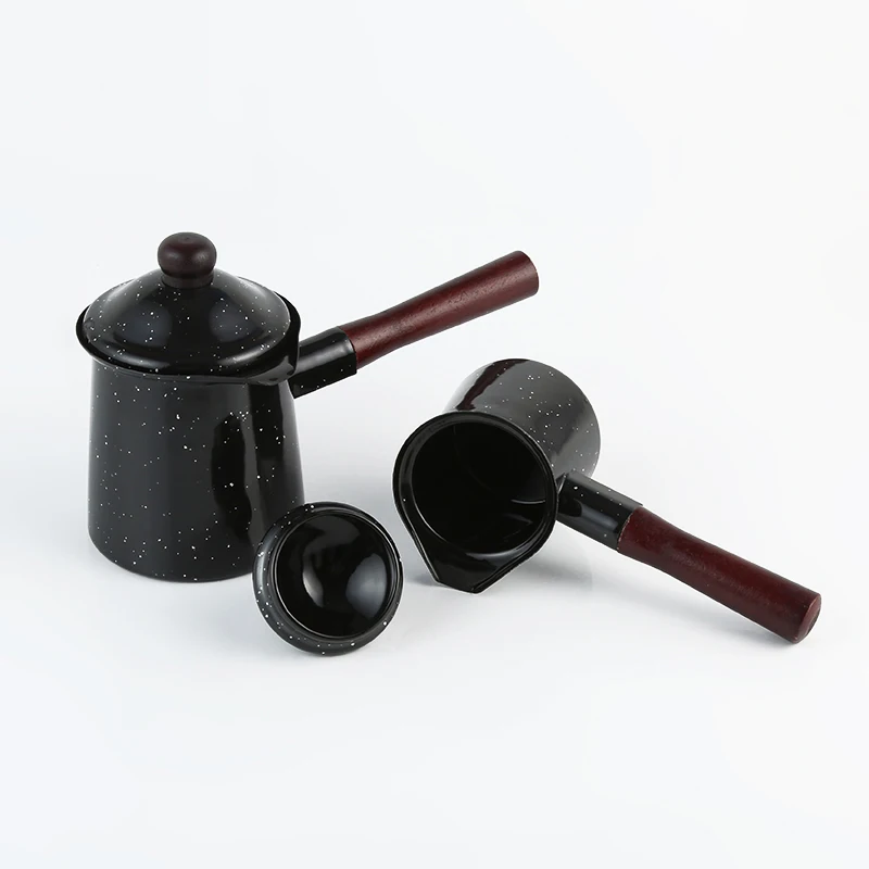 Black Enamel Coffee Pot Single Handle Coffee Pot Cookware Set Tea And