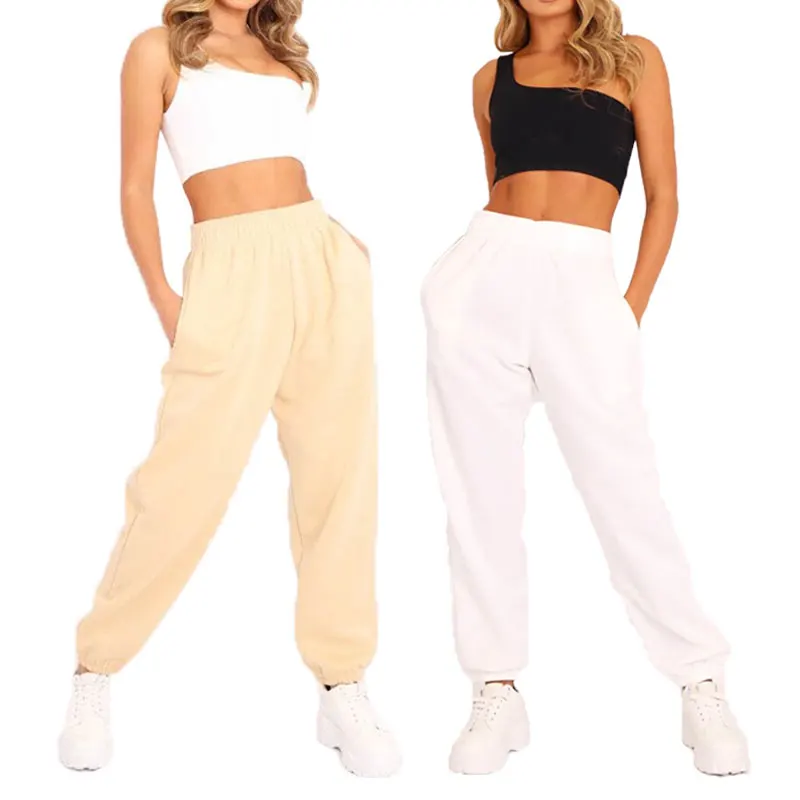 
2020 New Arrivals Wholesale Custom Eco-friendly Bamboo Casual Joggers Sports Crop Top and Pants Two Piece Set Women Clothing 