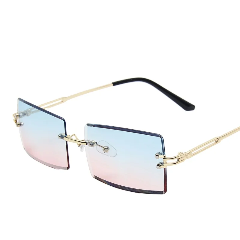 

Suowei OEM 2022 New Style Small Square Rectangle Rimless Sunglasses Sun Glasses Shades Hot Sales Lentes De Sol Lentes, 7 colors