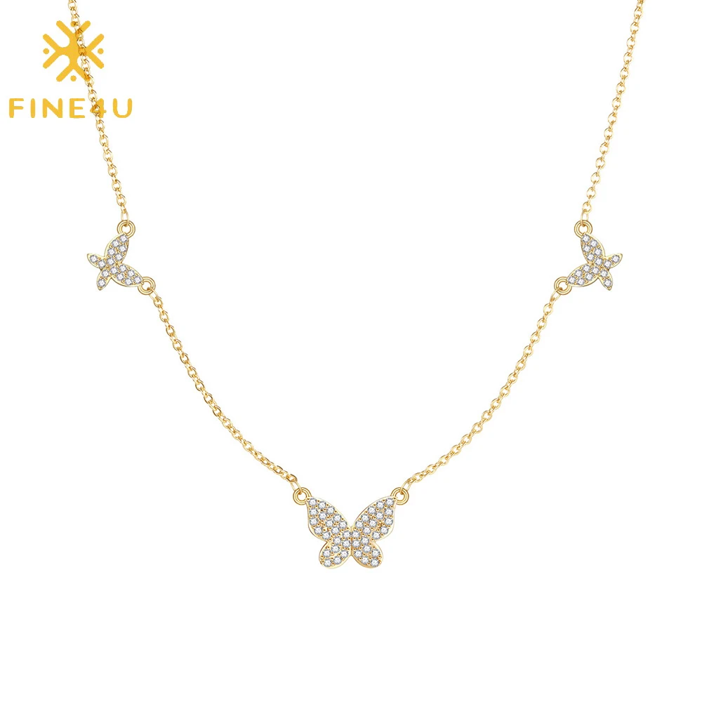 

Women Trendy 2022 Collar De Mariposa Cubic Zirconia Choker 18k Gold Plated Butterfly Necklace