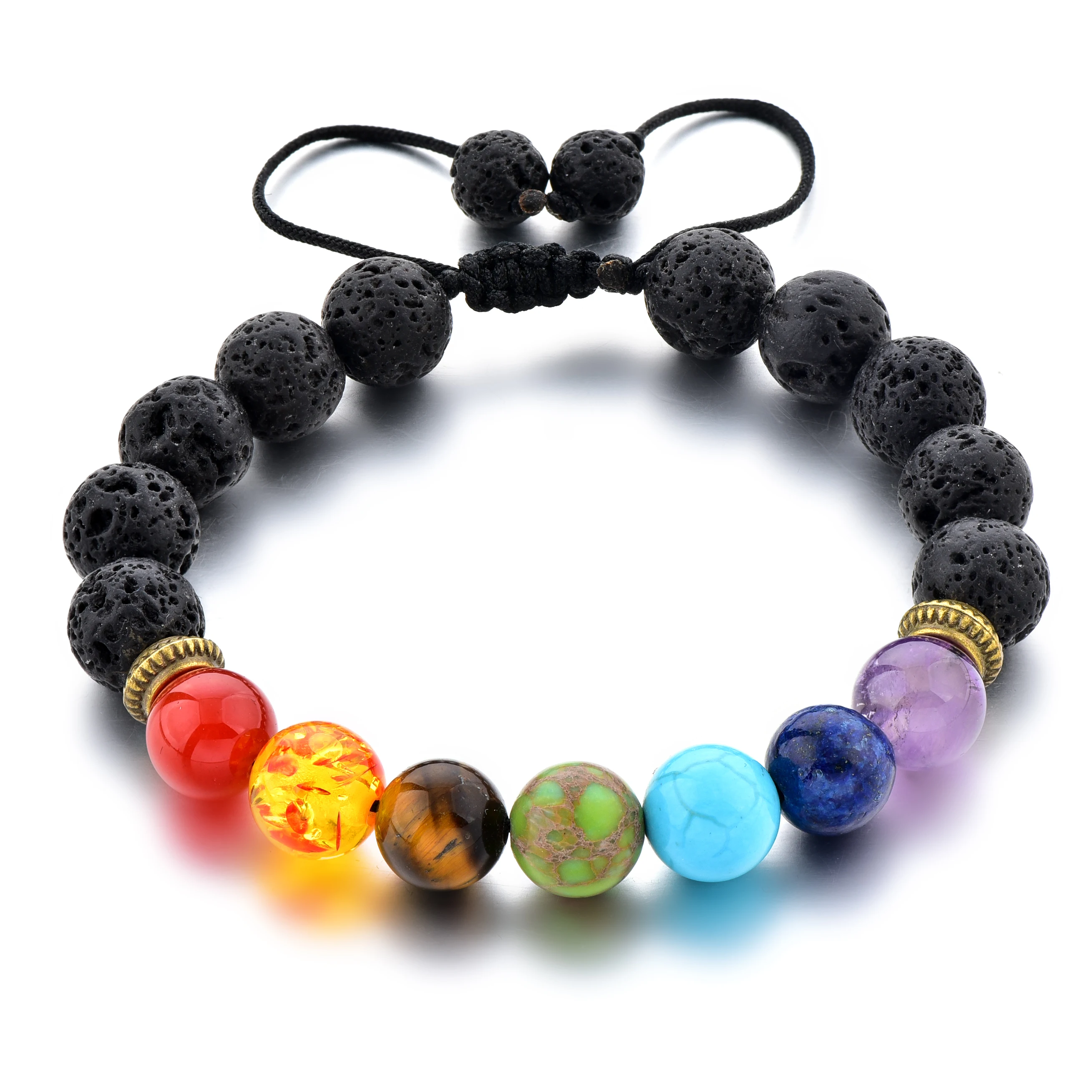 

Top selling Products Essential oil diffuser Natural Lava Stone Bead 7 healing Yoga Chakra Bracelet, As picture