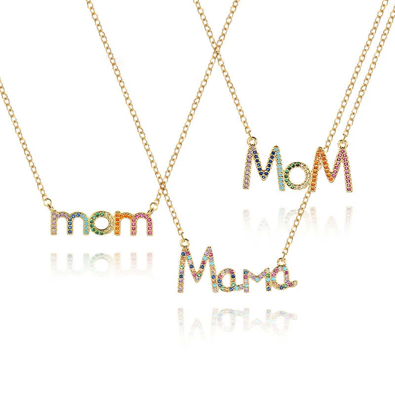 

New mom necklace ladies fashion set with diamond and copper pendant necklace mother gift