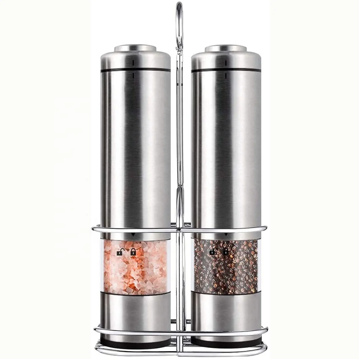 

electric pepper and salt grinder 4 pcs battery pepper grinder stainless steel salt and pepper mill grinder