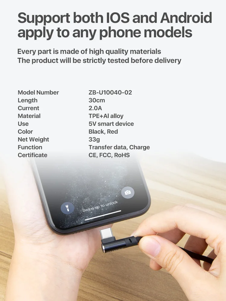 SOSLPAI new design usb type c cable nylon weave right angle type c charger data cable - ANKUX.COM