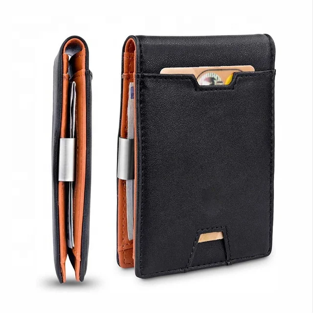 

Minimalist Front Pocket RFID Blocking Money Slim Leather Men Wallets, Customized color