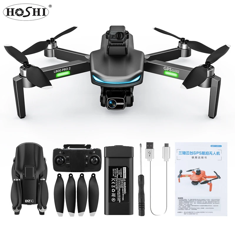 

HOSHI L800 Pro2 Drone 4K Profesional GPS FPV Dual HD Drones With 360 Obstacle Avoidance 5G WiFi RC Quadcopter, Black / orange