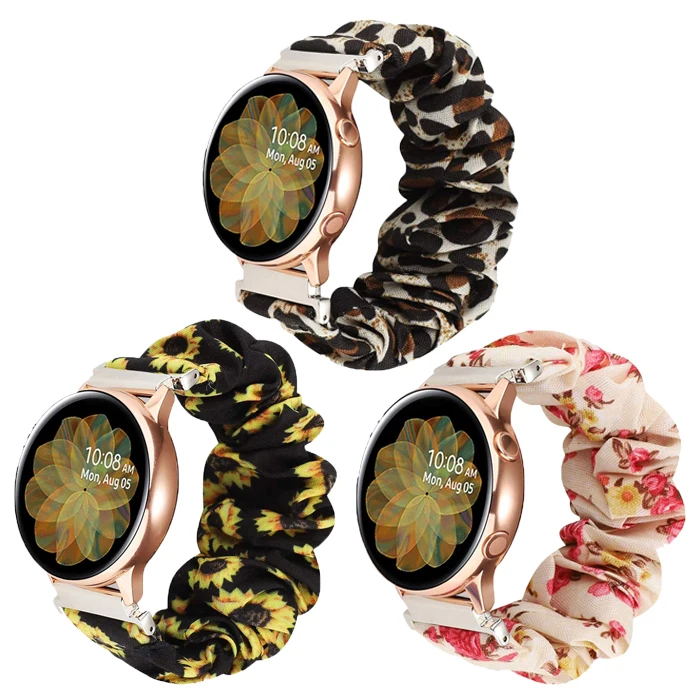 

20 22MM Colorful Scrunchies Watch Band For Samsung Galaxy Watch Active 2 40mm 44mm / Galaxy Watch 42mm 46mm