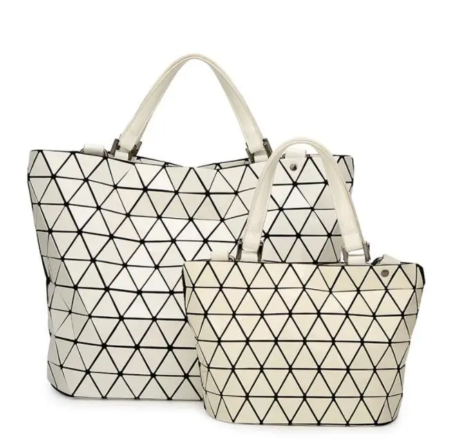 

HOT Women Geometry Handbag Reflective Geometric Laser Folding Shoulder Totes Luxury Purse Girl Custom Logo, Luminous