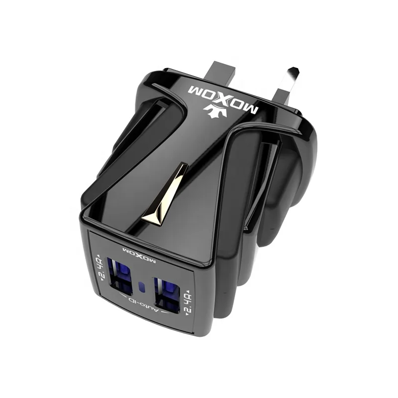 

MOXOM EU UK plug 2 USB quick 2.4A mobile phone wall charger Travel Charger set with Cable