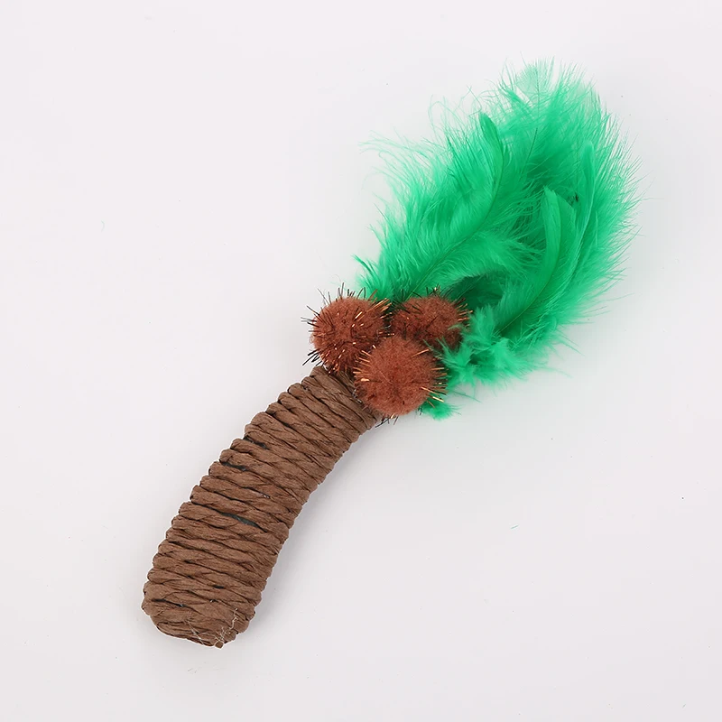 

coconut tree with feather cat toy pet products wholesale in stock new arrival cat toy