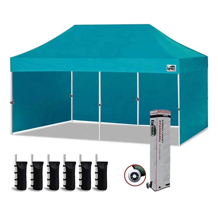 

Eurmax 10x20ft Pop up Canopy with 4 Sidewalls Outdoor Sunshade Tent Event Trade Show Canopy Turquoise