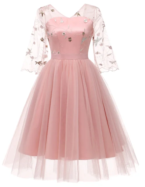 2019 ODM Apparel Half Sleeve V-Neck Applique A-Line Prom Dress Mother Of The Bride Suits